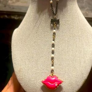 Betsey Johnson “First Date” Lips Necklace